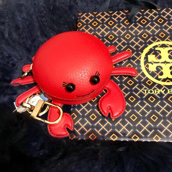 NWT Tory Burch Carl the Crab Keyfob Coin Case Bag Charm in Red